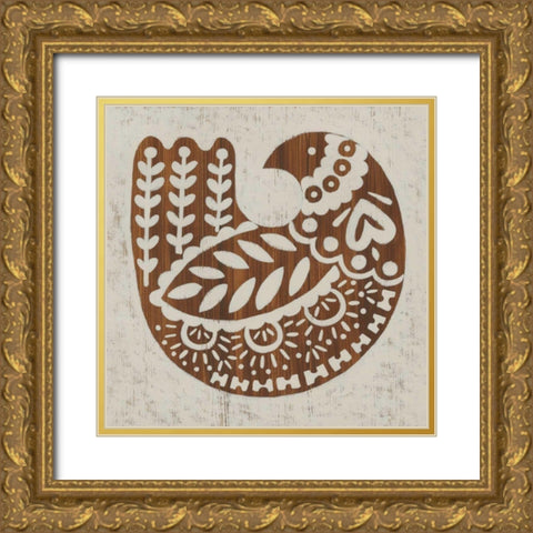 Country Woodcut II Gold Ornate Wood Framed Art Print with Double Matting by Zarris, Chariklia