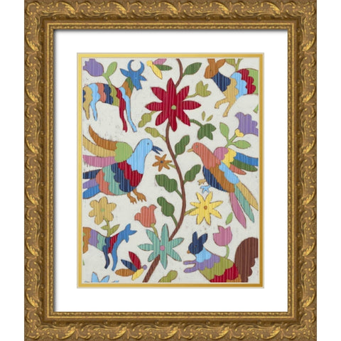 Otomi Embroidery I Gold Ornate Wood Framed Art Print with Double Matting by Zarris, Chariklia
