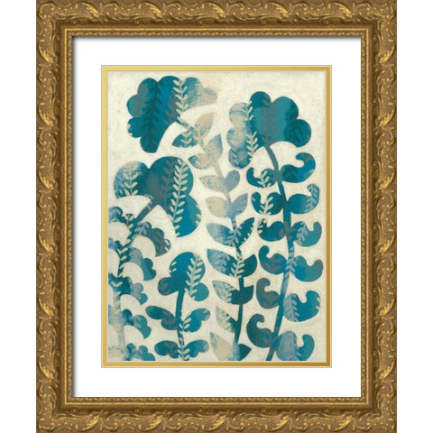 Blueberry Blossoms I Gold Ornate Wood Framed Art Print with Double Matting by Zarris, Chariklia