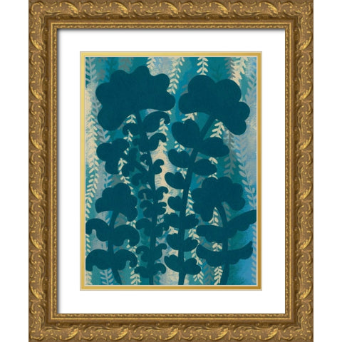 Blueberry Blossoms IV Gold Ornate Wood Framed Art Print with Double Matting by Zarris, Chariklia