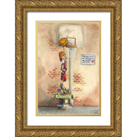 Slam Dunk Gold Ornate Wood Framed Art Print with Double Matting by Throckmorton, Jay
