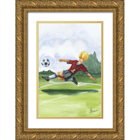 Kickin it I Gold Ornate Wood Framed Art Print with Double Matting by Throckmorton, Jay