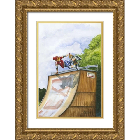 Serious Hangtime Gold Ornate Wood Framed Art Print with Double Matting by Throckmorton, Jay