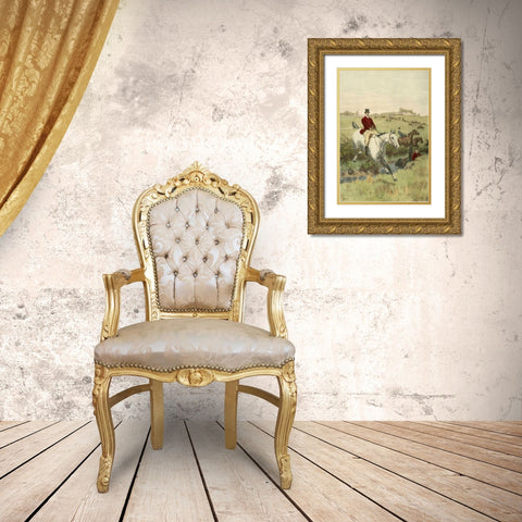 Small The First Jump Gold Ornate Wood Framed Art Print with Double Matting by Blinks, Thomas