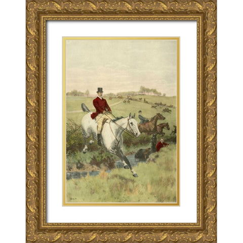 Small The First Jump Gold Ornate Wood Framed Art Print with Double Matting by Blinks, Thomas