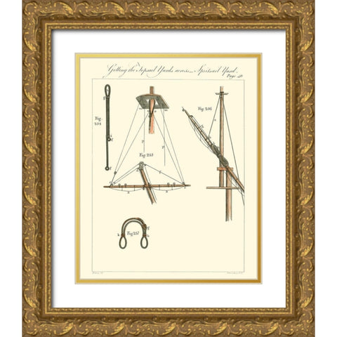 Nautical Details V Gold Ornate Wood Framed Art Print with Double Matting by Unknown