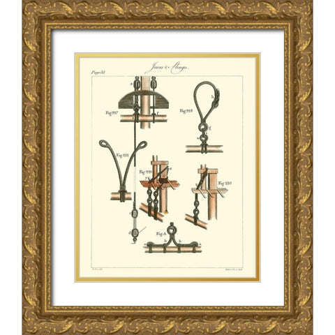 Nautical Details VI Gold Ornate Wood Framed Art Print with Double Matting by Unknown