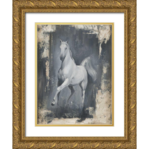 Running Stallion II Gold Ornate Wood Framed Art Print with Double Matting by Harper, Ethan