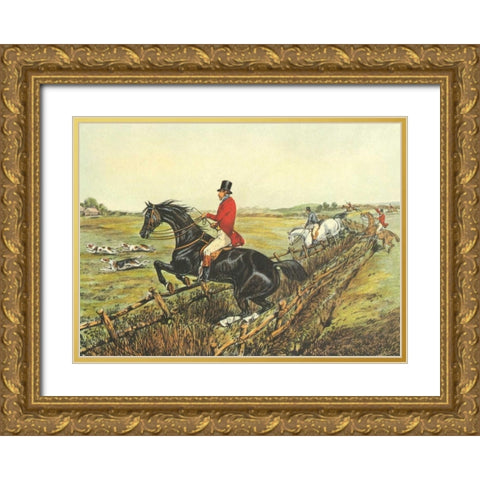 The English Hunt IV Gold Ornate Wood Framed Art Print with Double Matting by Henry, Alken