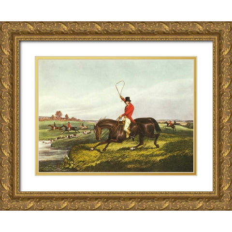 The English Hunt VIII Gold Ornate Wood Framed Art Print with Double Matting by Henry, Alken