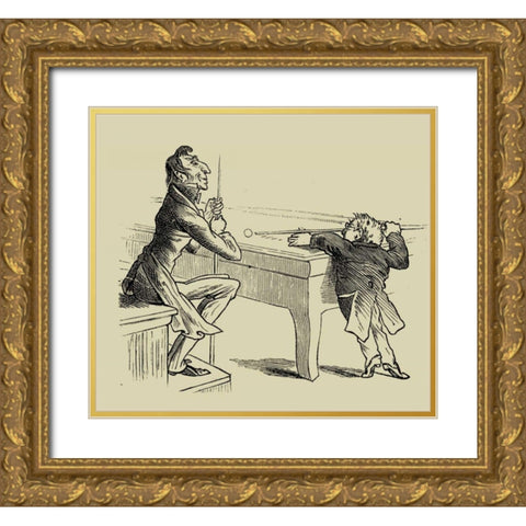 Pool Hall Antics I Gold Ornate Wood Framed Art Print with Double Matting by Unknown