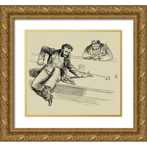 Pool Hall Antics VII Gold Ornate Wood Framed Art Print with Double Matting by Unknown