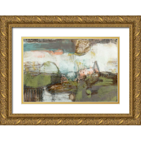 Pieced Earth II Gold Ornate Wood Framed Art Print with Double Matting by Goldberger, Jennifer