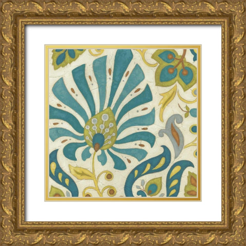 Peacock Paisley I Gold Ornate Wood Framed Art Print with Double Matting by Unknown