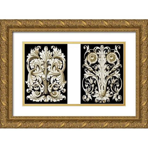 Mini Scroll Gold Ornate Wood Framed Art Print with Double Matting by UNKNOWN