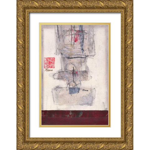 Mauros Asian Jewels IV Gold Ornate Wood Framed Art Print with Double Matting by Mauro