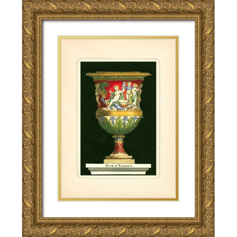 Vase with Cherubs Gold Ornate Wood Framed Art Print with Double Matting by Thomassin, S.