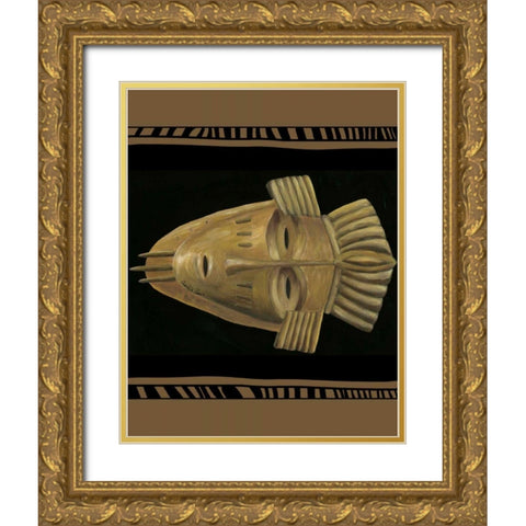 African Mask I Gold Ornate Wood Framed Art Print with Double Matting by Zarris, Chariklia