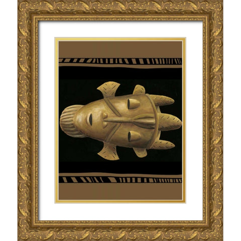 African Mask II Gold Ornate Wood Framed Art Print with Double Matting by Zarris, Chariklia