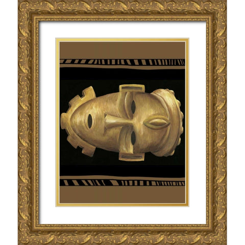 African Mask IV Gold Ornate Wood Framed Art Print with Double Matting by Zarris, Chariklia
