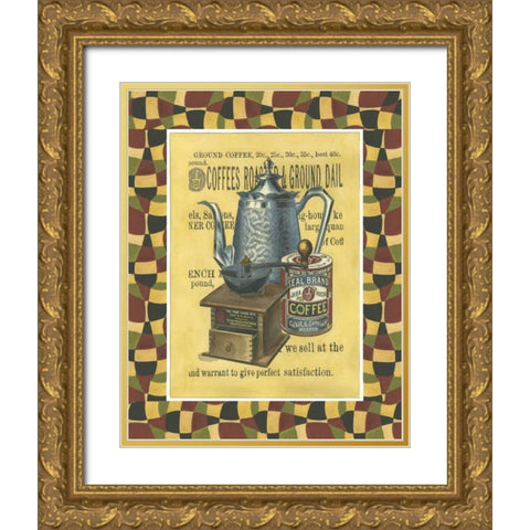 Coffee Grounds Gold Ornate Wood Framed Art Print with Double Matting by Unknown