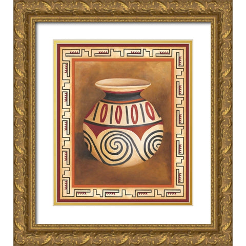 Southwest Pottery IV Gold Ornate Wood Framed Art Print with Double Matting by Zarris, Chariklia