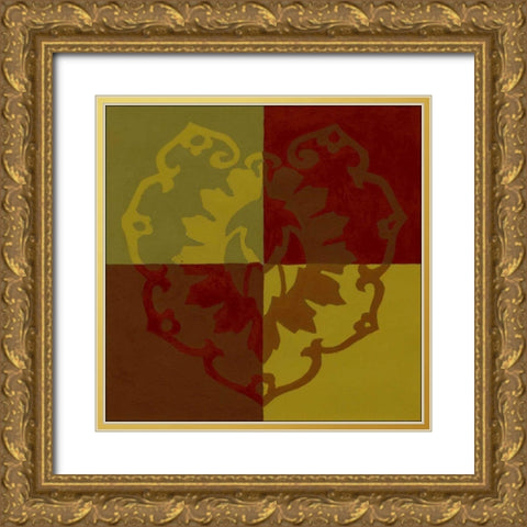 Block Print II Gold Ornate Wood Framed Art Print with Double Matting by Unknown