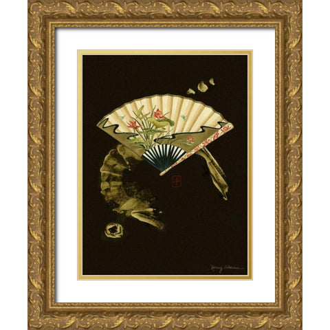 Oriental Fan II Gold Ornate Wood Framed Art Print with Double Matting by Slocum, Nancy