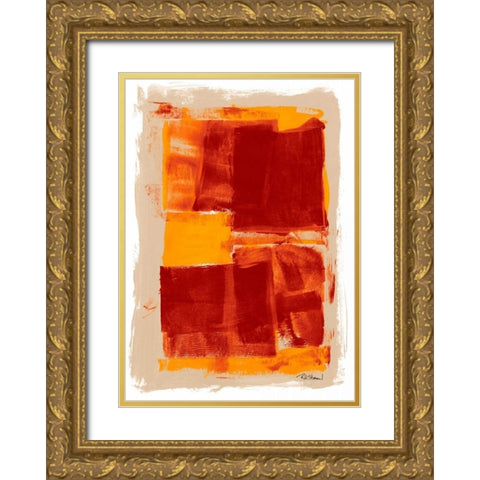 Monoprint II Gold Ornate Wood Framed Art Print with Double Matting by Stramel, Renee W.