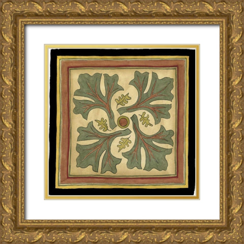 Arts and Crafts Leaves II Gold Ornate Wood Framed Art Print with Double Matting by Goldberger, Jennifer