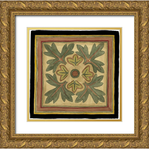 Arts and Crafts Leaves IV Gold Ornate Wood Framed Art Print with Double Matting by Goldberger, Jennifer