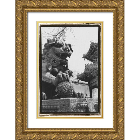 Imperial Lion, Beijing Gold Ornate Wood Framed Art Print with Double Matting by DeNardo, Laura