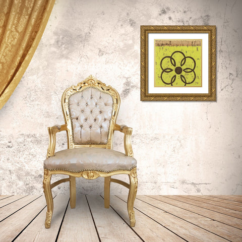 Key Lime Rosette II Gold Ornate Wood Framed Art Print with Double Matting by Zarris, Chariklia