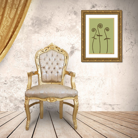 Dichromatic Fiddleheads I Gold Ornate Wood Framed Art Print with Double Matting by Lam, Vanna