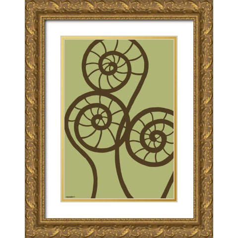 Dichromatic Fiddleheads II Gold Ornate Wood Framed Art Print with Double Matting by Lam, Vanna