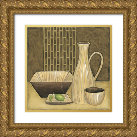 Bamboo Vase Gold Ornate Wood Framed Art Print with Double Matting by Zarris, Chariklia