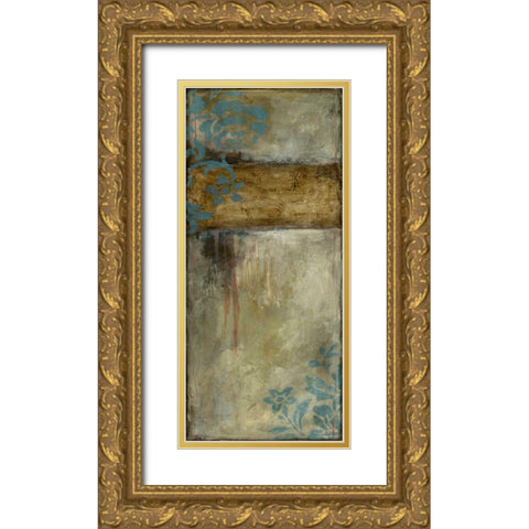 Teal Patina I  Gold Ornate Wood Framed Art Print with Double Matting by Goldberger, Jennifer