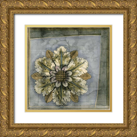 Small Rosette and Damask I  Gold Ornate Wood Framed Art Print with Double Matting by Goldberger, Jennifer
