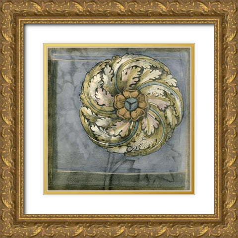 Small Rosette and Damask III  Gold Ornate Wood Framed Art Print with Double Matting by Goldberger, Jennifer