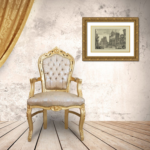 Piranesi View of Rome III Gold Ornate Wood Framed Art Print with Double Matting by Piranesi
