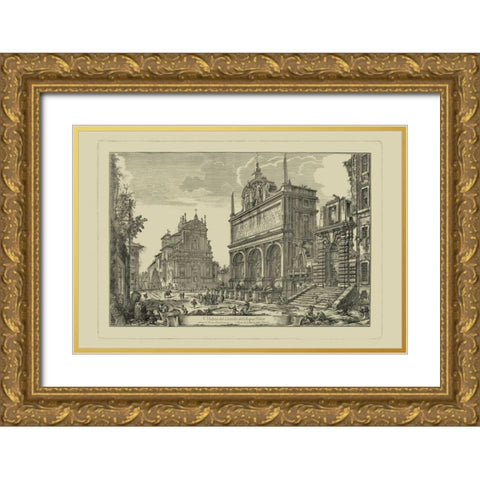 Piranesi View of Rome III Gold Ornate Wood Framed Art Print with Double Matting by Piranesi