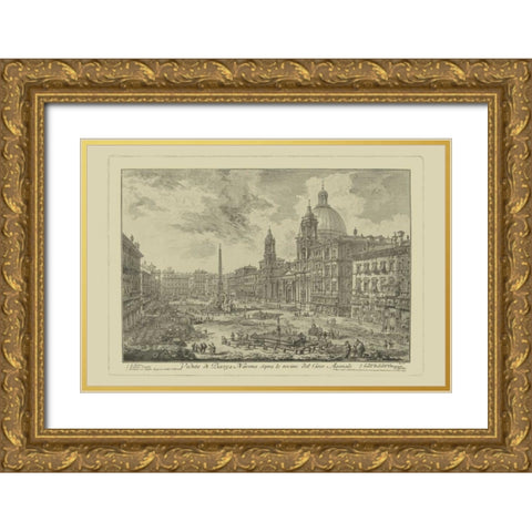 Piranesi View of Rome VI Gold Ornate Wood Framed Art Print with Double Matting by Piranesi