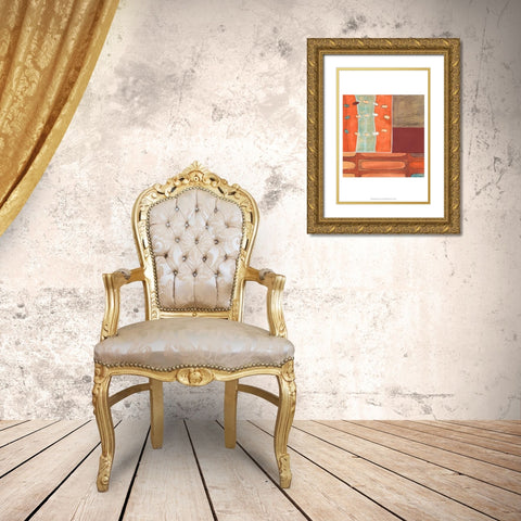 Egg Hunt in Orange II Gold Ornate Wood Framed Art Print with Double Matting by Vess, June Erica