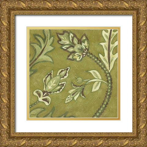 Medium Pistachio Paisley I Gold Ornate Wood Framed Art Print with Double Matting by Zarris, Chariklia