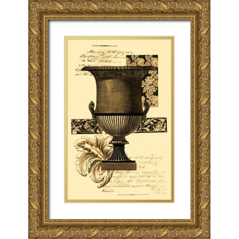 Custom Transitional Sepia Urn I Gold Ornate Wood Framed Art Print with Double Matting by Vision Studio
