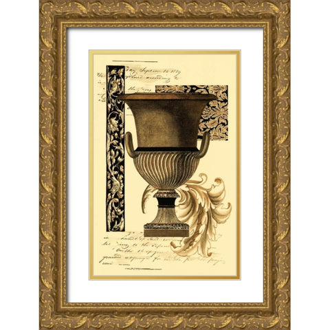 Custom Transitional Sepia Urn II Gold Ornate Wood Framed Art Print with Double Matting by Vision Studio