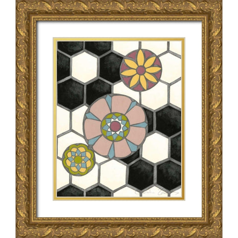 Tileworks I Gold Ornate Wood Framed Art Print with Double Matting by Zarris, Chariklia