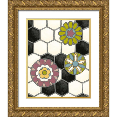 Tileworks III Gold Ornate Wood Framed Art Print with Double Matting by Zarris, Chariklia