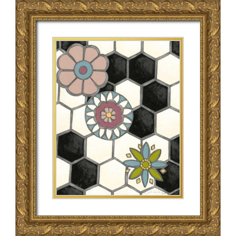 Tileworks IV Gold Ornate Wood Framed Art Print with Double Matting by Zarris, Chariklia