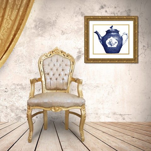 Manor Porcelain in Blue I Gold Ornate Wood Framed Art Print with Double Matting by Ridgefield